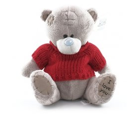 Тедди в красной вязаной кофте 15см