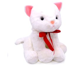 Кошка красный бант 28см 